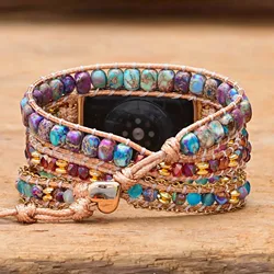 Bohemian Watch Band For Apple Watch Band Ultra 49mm 45mm 44mm 38mm Women Natural Stones Bracelet Strap For iWatch 8 7 42mm 41mm