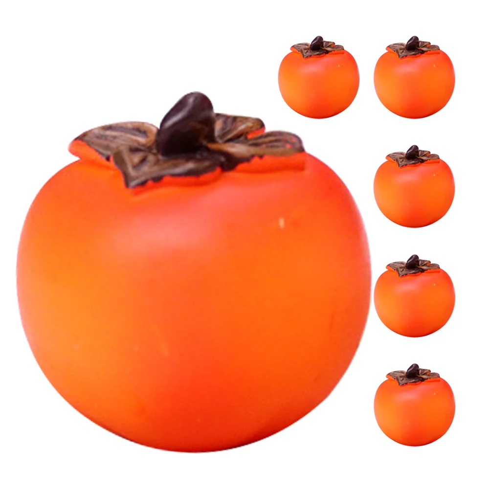 6pcs 미니 가짜 감 모델 시뮬레이션 과일 소품 홈 장식 인형 집 장식 사진 소품 인공 과일