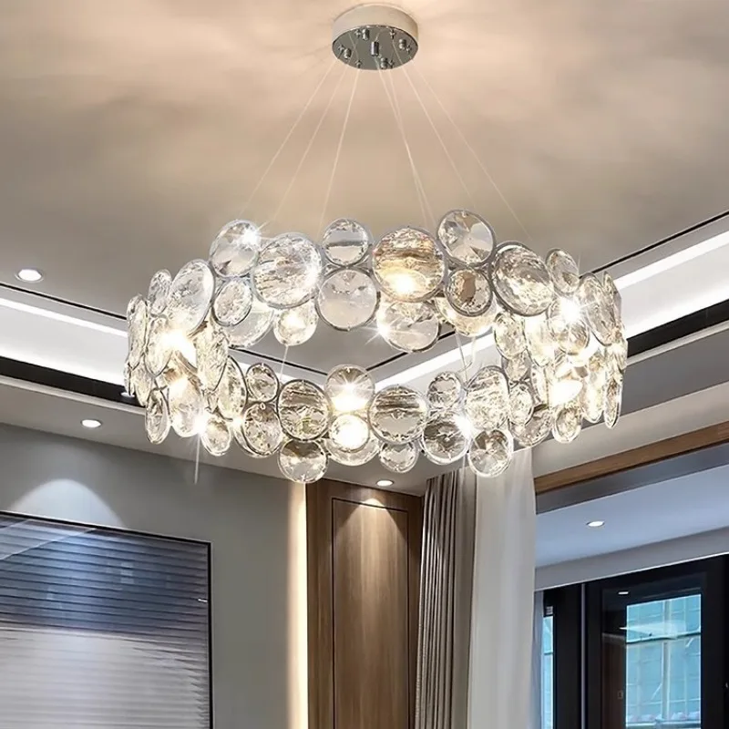 Modern Luxury Crystal Chandelier Living Room Bedroom Designer Bubble Pendant Lamp Simple Elegant 2025 New Home Decor Lighting