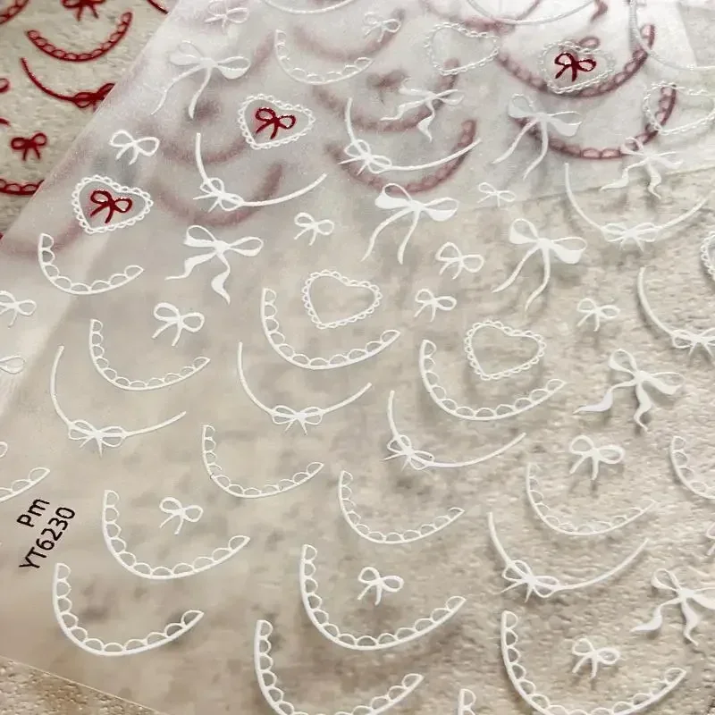 1 シートちょう結び 3D ネイルステッカーラブハートロマンチックなネイルアートマニキュアデカールフレンチネイルステッカー