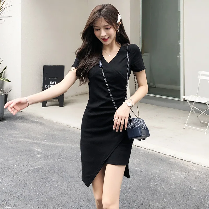 

CGC Fashion Summer Short Dresses Irregular Design Elegant Party Womens Dresses Casual Short Sleeve Sexy Dress Female Clothing