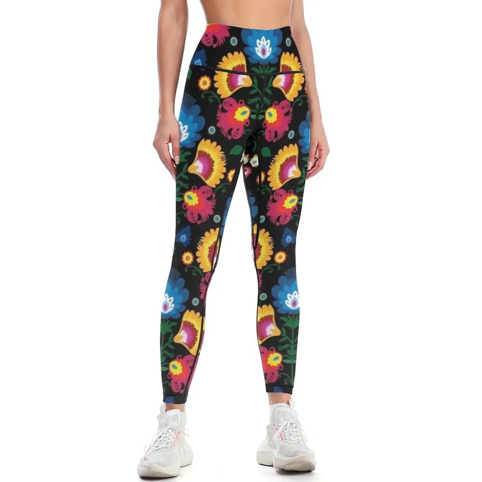 Folk Pattern from Lowicz Leggings Women's gym gym wear Fitness's gym clothes sporty woman push up Womens Leggings