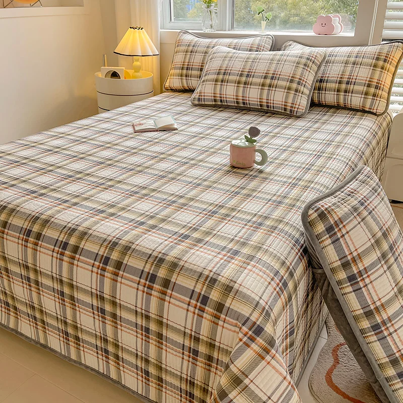 

New 2 People Bed Cover Girls Grid Bedspread Double Bed Covers Hot Sale Washed Cotton 2025 Summer Bedspreads and Blankets Blanket