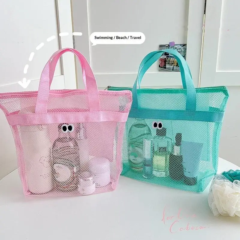 

^#Large Portable Storage Bag For Seaside Vacation Mesh Handbag For Swimming And Fitness Portable Storage Bag For Toiletries