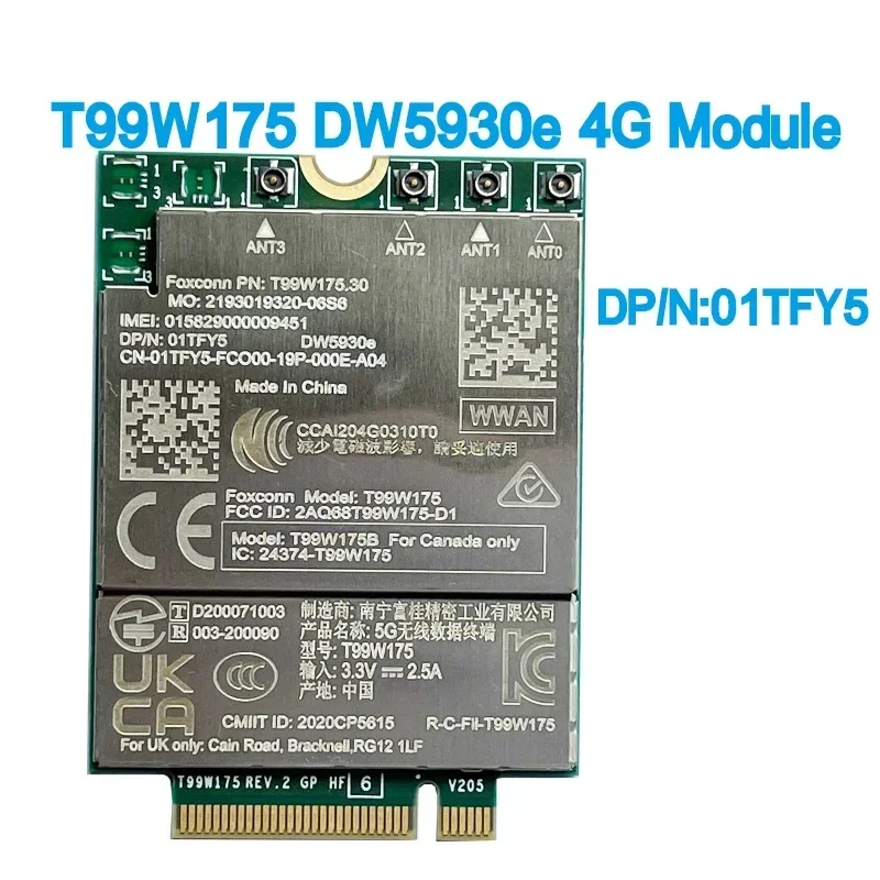 T99W175 DW5930e X55 5G Module DP/N 01TFY5 For Dell Laptop Latitude 9420 9430 9520 7560 7760