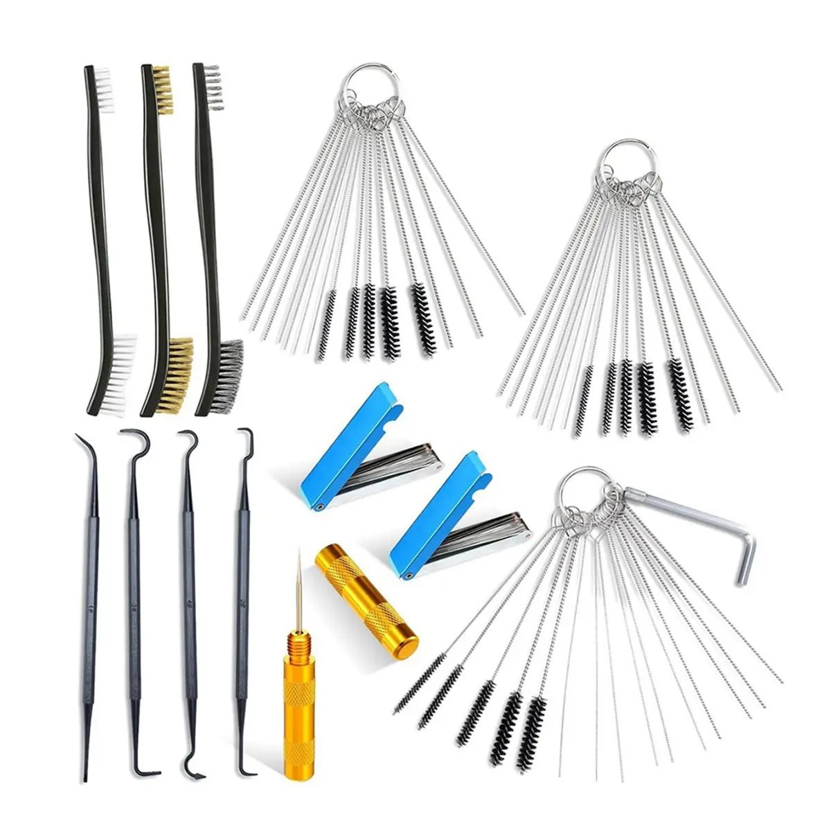 【CYBER MONDAY】Carburetor Cleaner Kit Torch Tip Cleaner Set with Brushes Hooks Scraper and Aluminum Cases