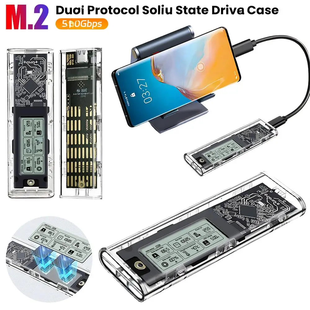 

M.2NVME/NGFF Dual Protocol Solid State Drive Case USB Intelligent Digital Health Detection External M.2 Adapter SL-TN10-P-AC