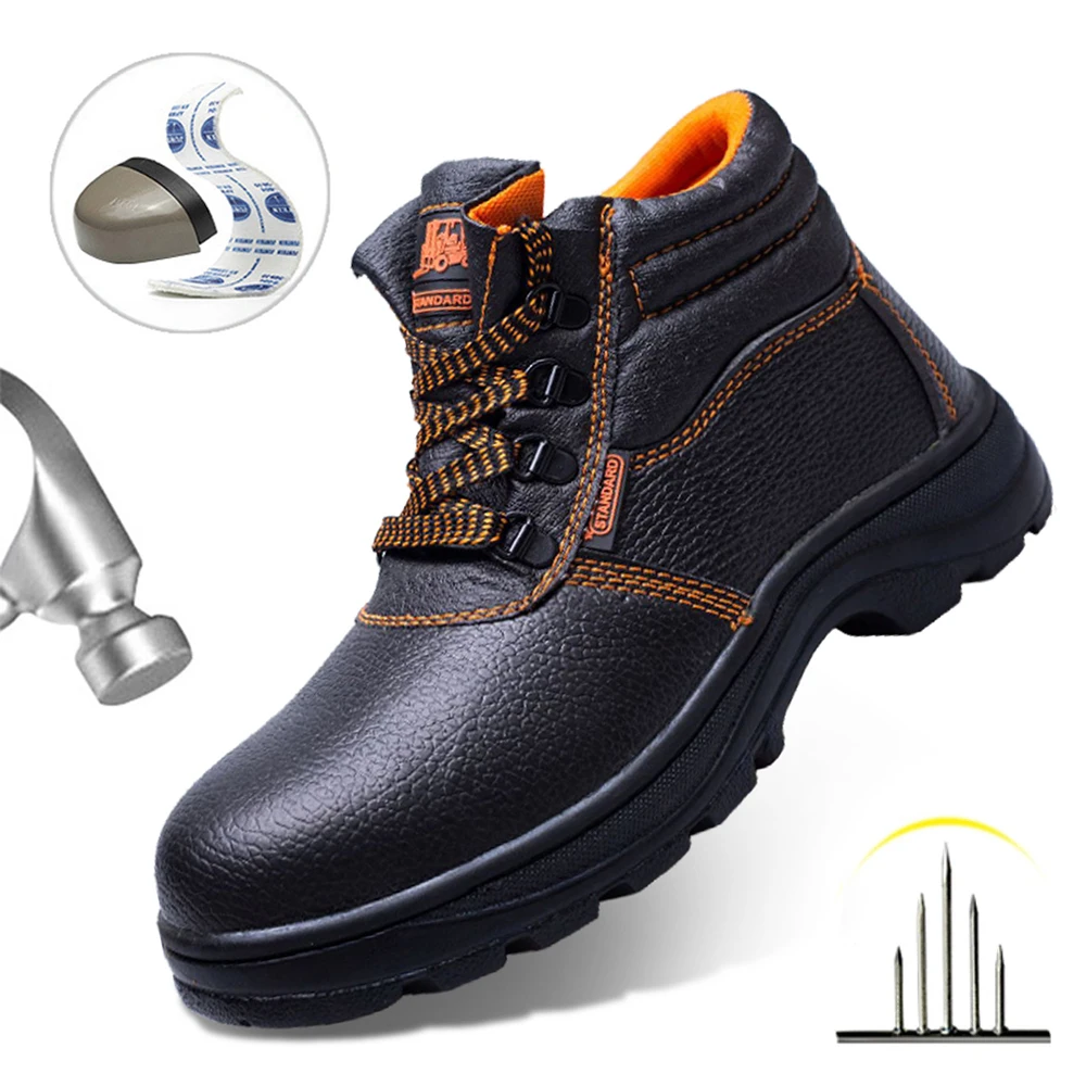 Chaussures de travail imperméables pour hommes, bottes de protection, chaussures de sécurité, anti-Ichi, anti-écrasement, chantier de construction