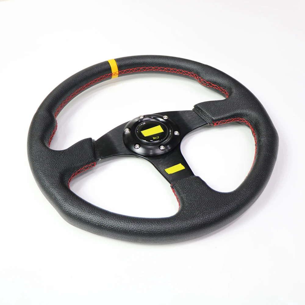 14 Inch 340MM Universal Racing Drift Steering Wheel Drifting Black Real  Leather Steering Wheel With Logo