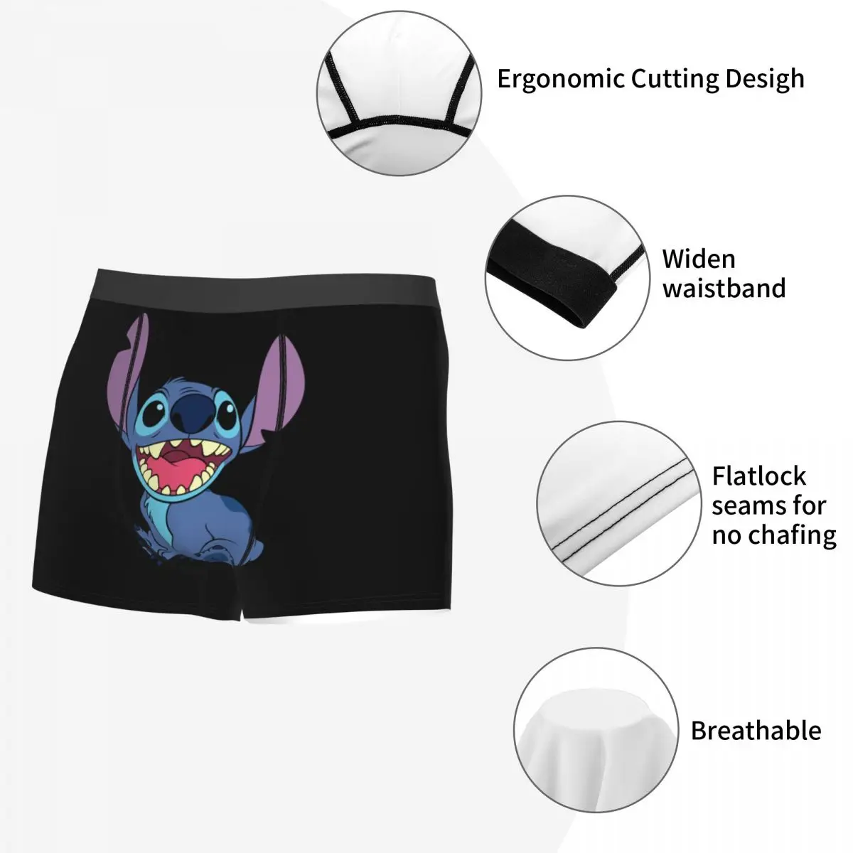 Custom Cute Stitch Underwear Men Stretch Kawaii Boxer Briefs Shorts Panties Soft Underpants For Male