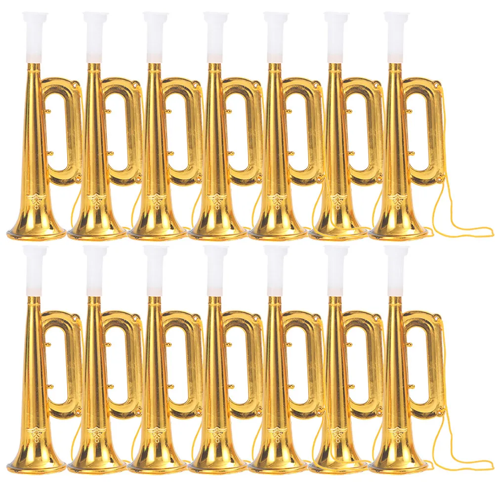 

20Pcs Gold Trumpet Instrument Kids Party Small Simulated Musical Plaything Creative Learning Gift for Children