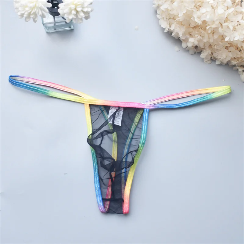 Men Thongs T-Back Sexy String Underwear Lingerie Perspective Jockstrap Men Gay Underwear Mesh Micro String Transparent