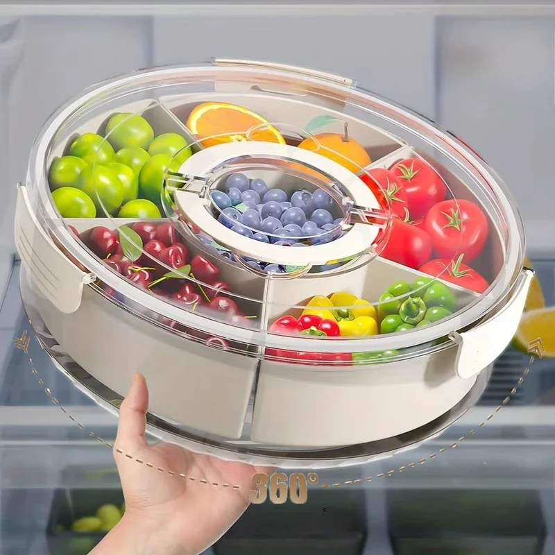 5-Gitter, geteiltes Serviertablett, Aufbewahrungsbox für die Küche, tragbare Gewürztrennbox in Unterformat, Frischhaltebox für Snacks, Früchte, Lebensmittel