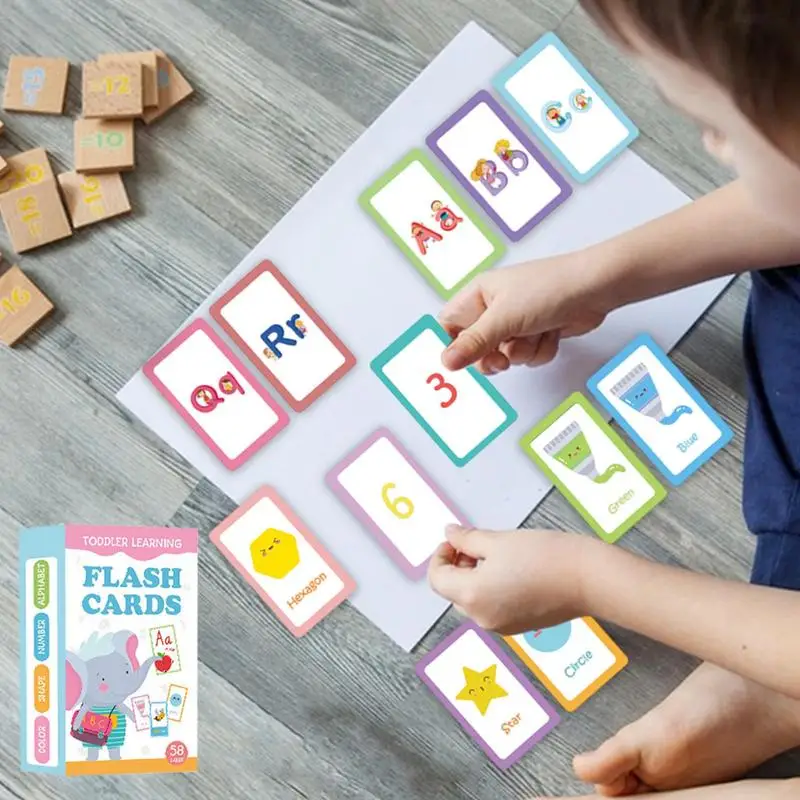 Sight Word แฟลชการ์ด 58 ชิ้น Flashcards ความรู้ความเข้าใจตัวอักษรสีแฟลชการ์ดกระเป๋าของเล่นเพื่อการศึกษาก่อนวัยเรียนสองด้าน