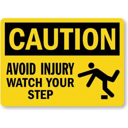 1p,Avoid Injury Caution  Weatherproof metal sign p1046