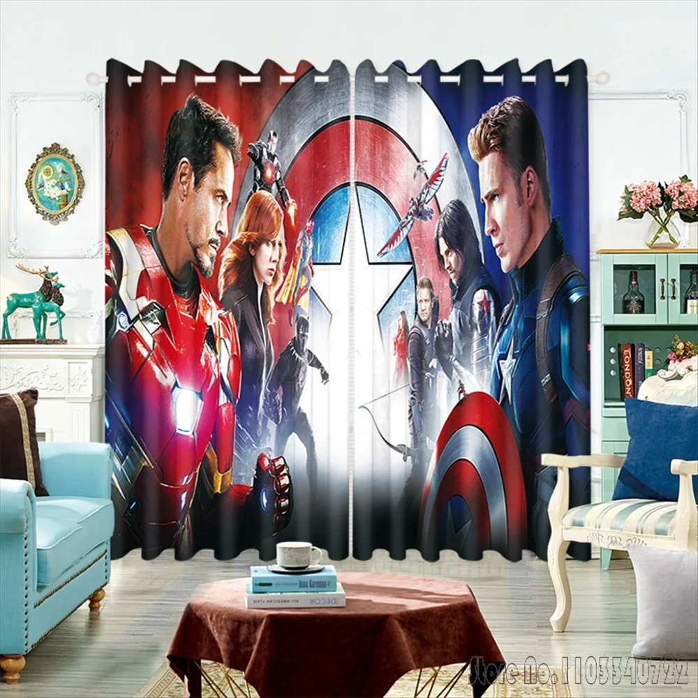 Avengers Disney Spider Web SpiderMan Window Curtain 3D Print Blackout Curtains Living Room Bedroom Decor Custom Kids Gift