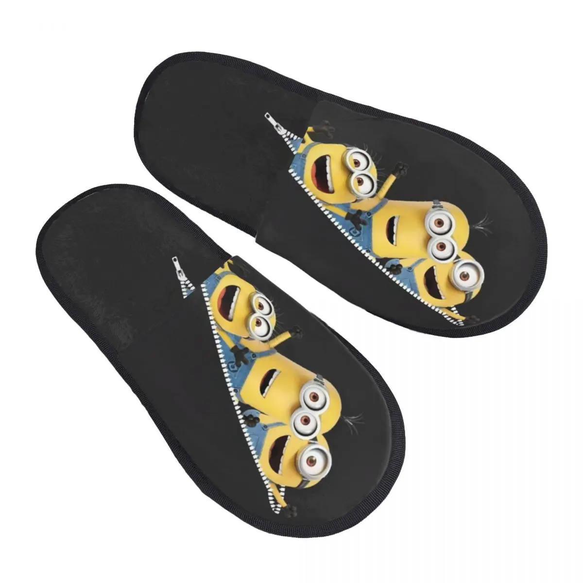 Custom Minions Anime Cartoon Memory Foam Slippers Women Cozy Warm House Slippers