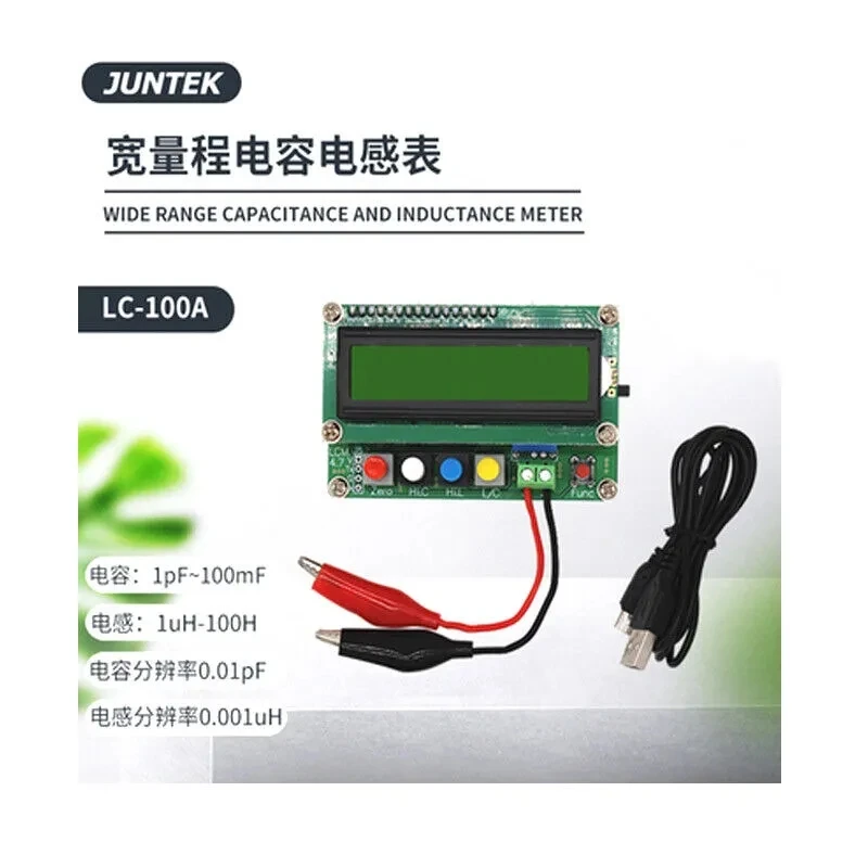 JUNTEK LC-100A Digital LCD Capacitance Inductance Meter LC Meter 1pF-100mF 1uH-100H