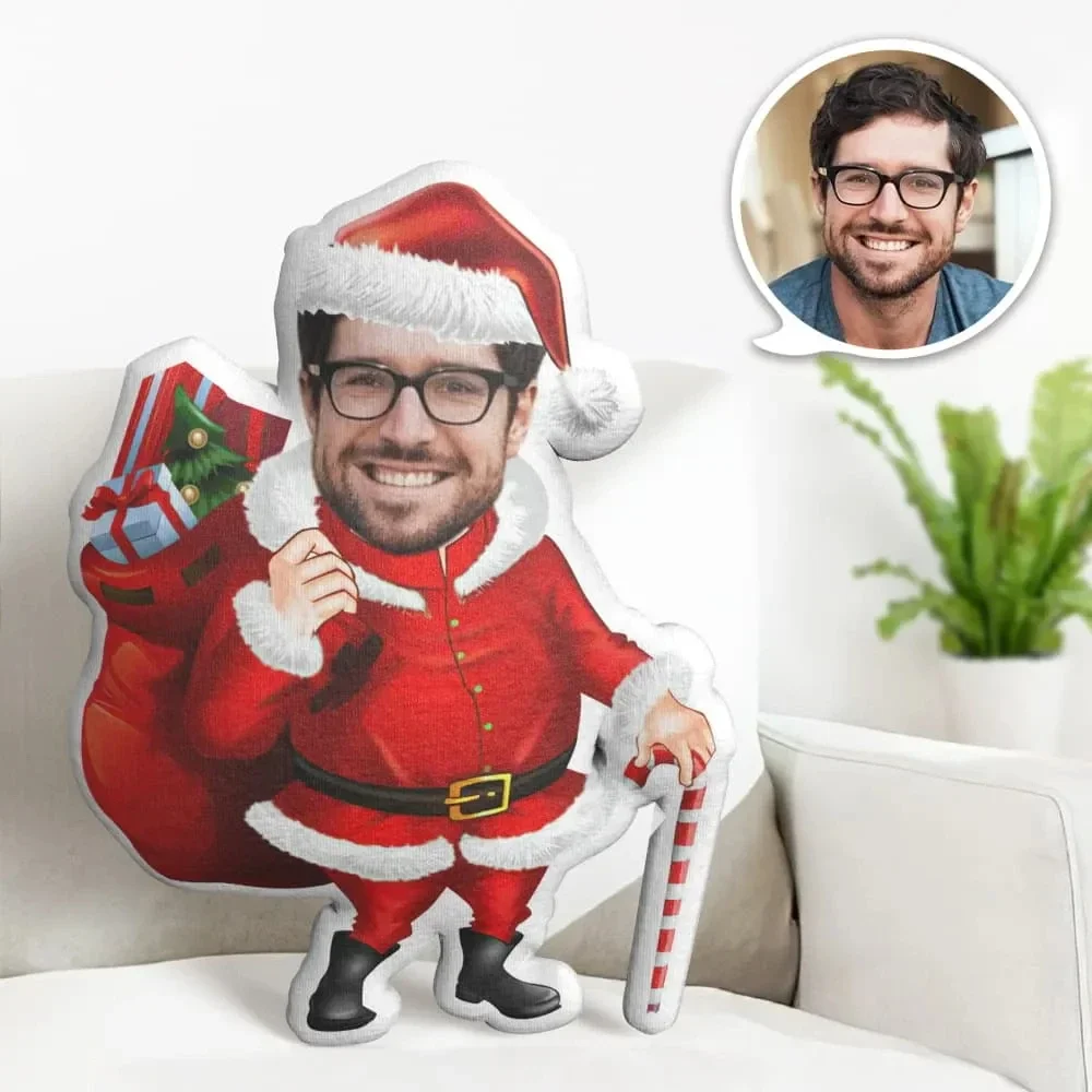 New Custom Face Pillow Personalized Photo Pillow Crutches Santa Claus MiniMe Pillow Gifts for Christmas