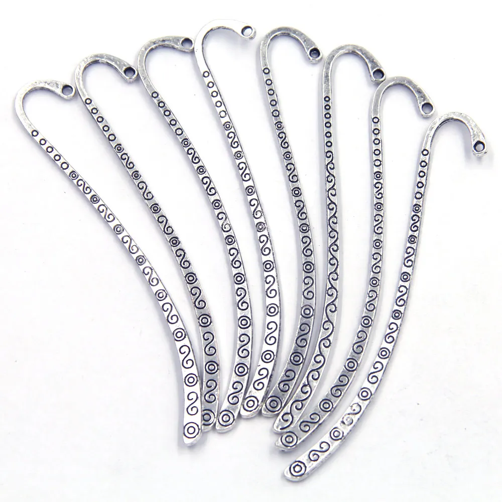 30Pcs Silver Tone Cloud Carved Pattern Metal Bookmarks With Loop Jewelry Crafts Diy Findings 85mm
