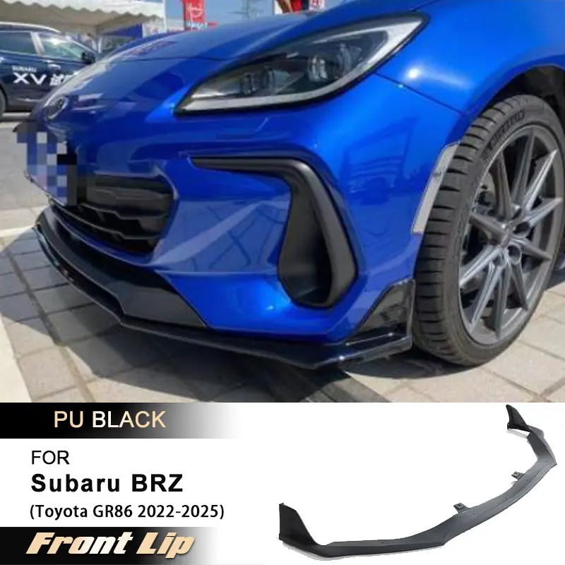 

Car Front Bumper Lip Spoiler for Subaru BRZ Toyota GR86 2022-2025 Auto Racing Front Bumper Lip Chin Apron Guard PU Black