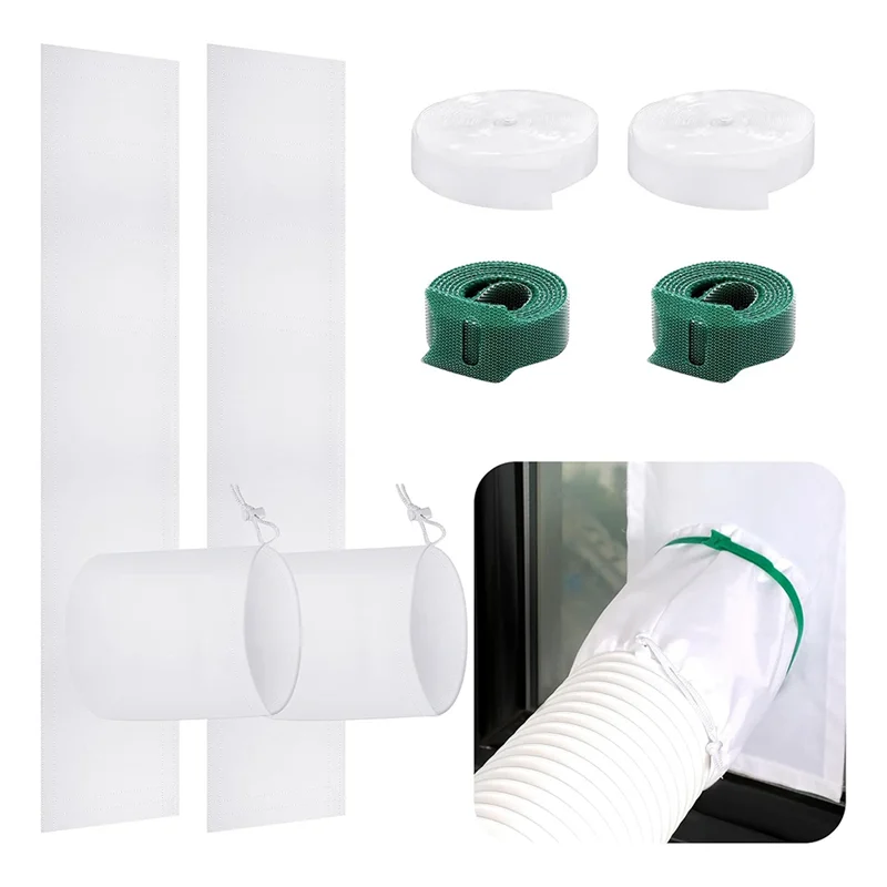 ABBO-For Portable Ac Window Seal Kit 2 Set Adjustable Vent Closure With Drawstring For Air Conditioner Units