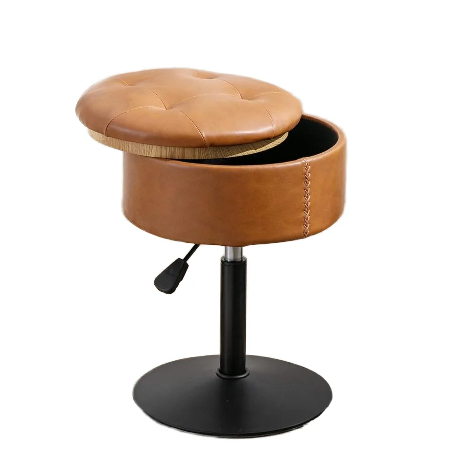 

Storage Dresser Chair Height Adjustable Stool Dresser Storage Bathroom Living Room Small Whiskey Brown Leather