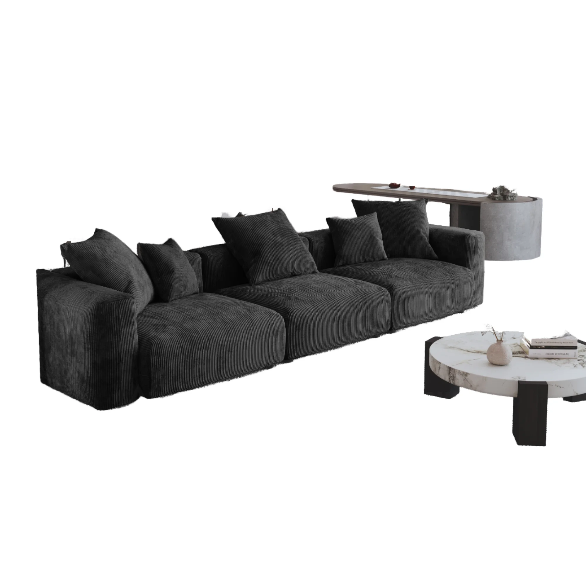 

Luxury Modern Fabric Modular Sectional Sofa Set for Living Room and Hotel Use Sponge Filled Corduroy Upholstery
