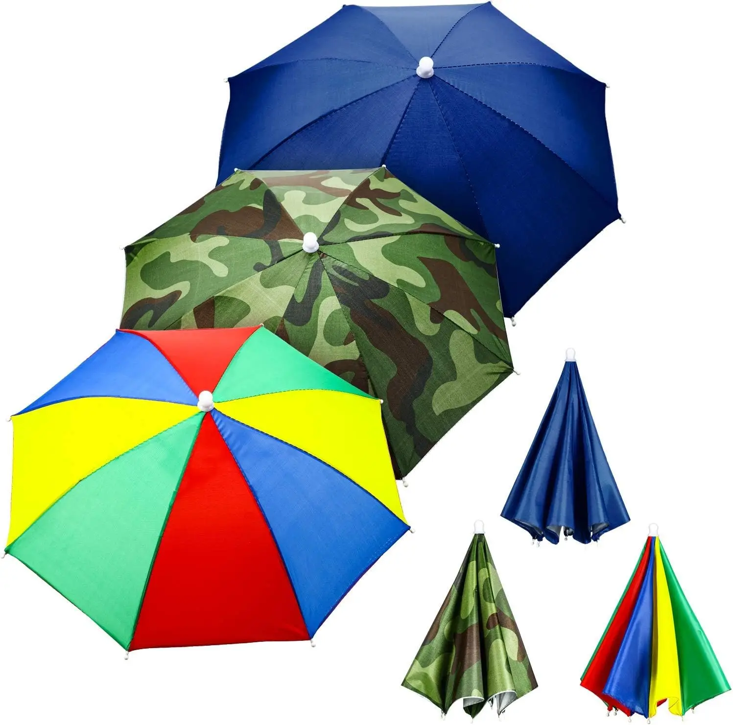 

Pieces Rainbow Umbrella Hats Camouflage Fishing Cap Beach Umbrella Headband
