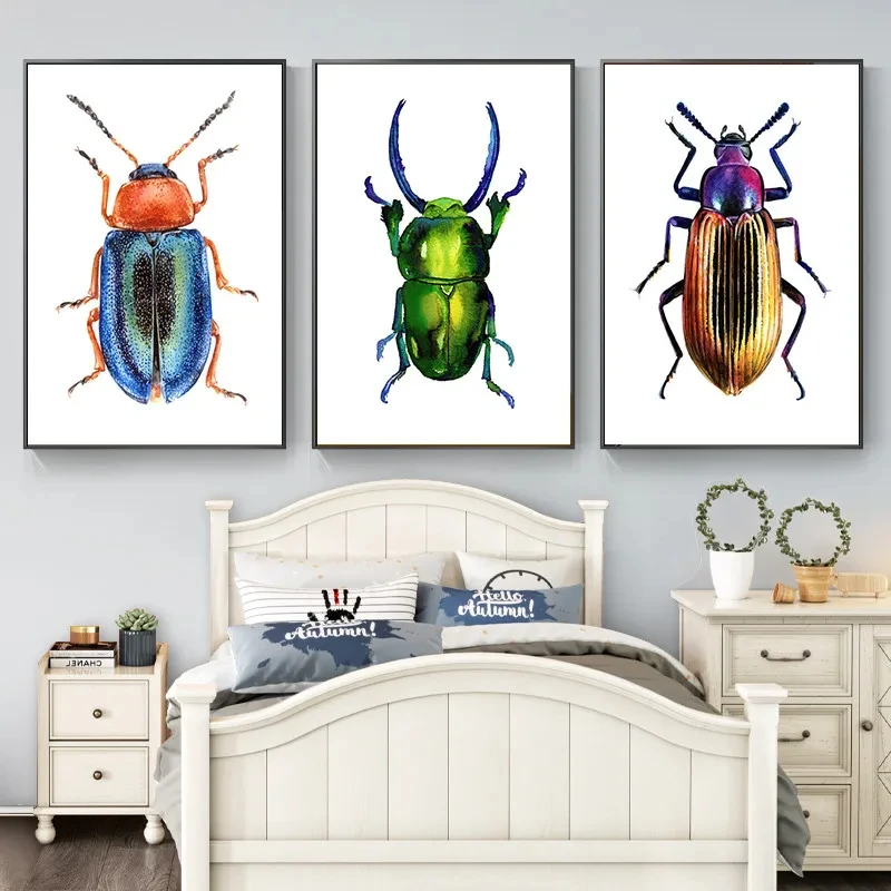 Insect Beetle Collection Retro Wall Art, Canvas Painting, Poster and Prints, Living Room Decoration, Home Decor Picture