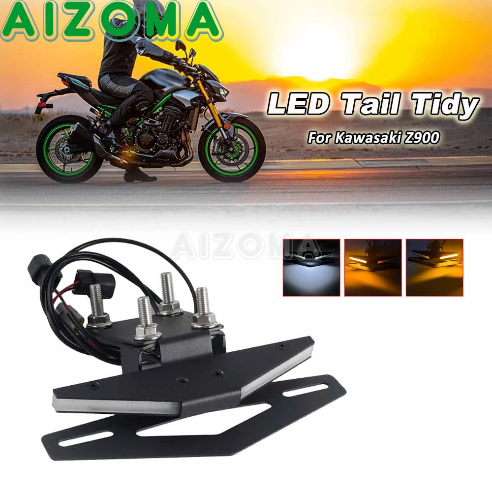 

Светодиодный хвостовой аккуратный фиксатор крыла, держатель номерного знака мотоцикла, кронштейн заднего номерного знака для Kawasaki Z900 2024-25