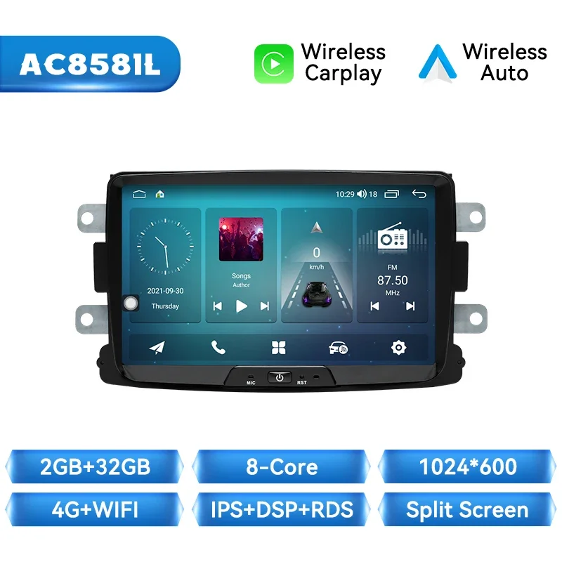 Android Draadloze Carplay Auto Radio Speler Voor Dacia Lodgy Logan Duster Sandero Renault Captur/Lada/Xray 128Gb Gps Multimedia