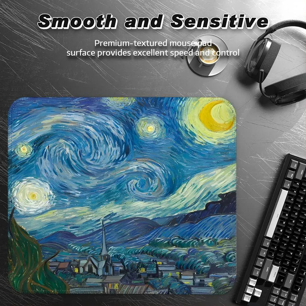 

Коврик для мыши Van Gogh Oil Art Wildflower, маленький настольный коврик, клавиатура для настольного компьютера, беспроводная мышь для мальчика, подарок для игр, подставки