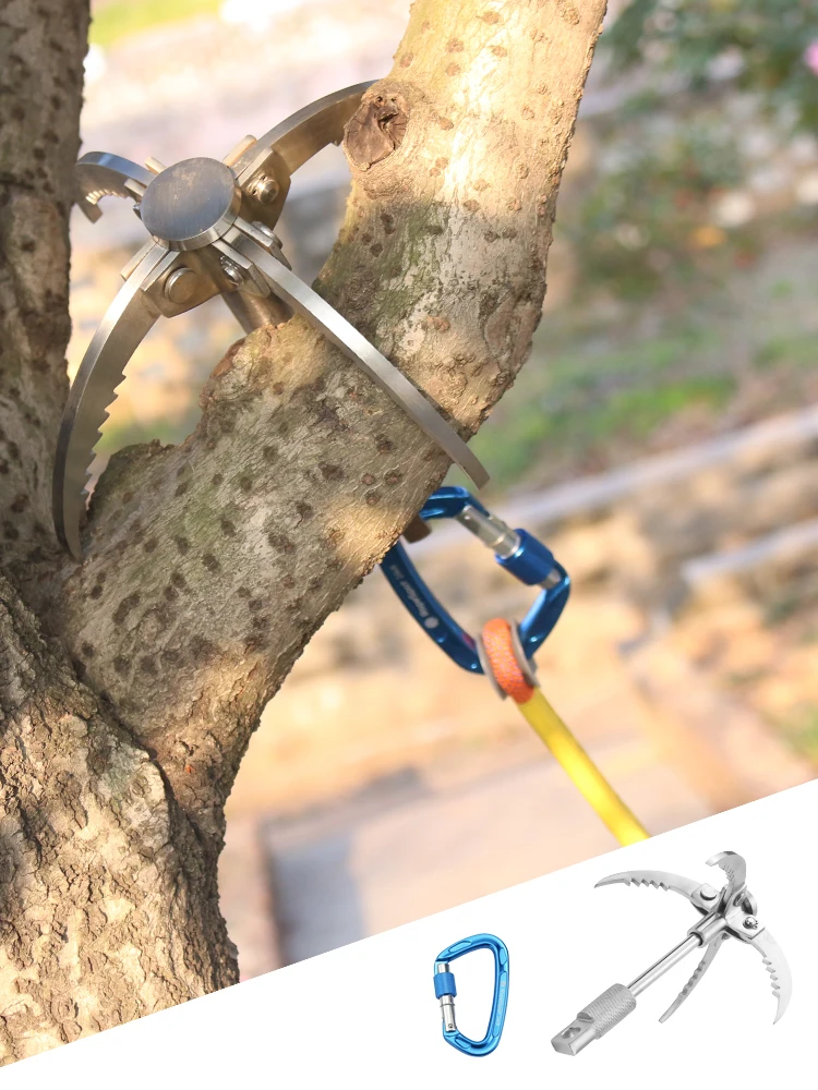 Imagem -04 - Survival Folding Grappling Hook Multifuncional Outdoor Escalada Claw Carabiner Travel Rescue Tool Ferramenta de Escalada Aço Inoxidável