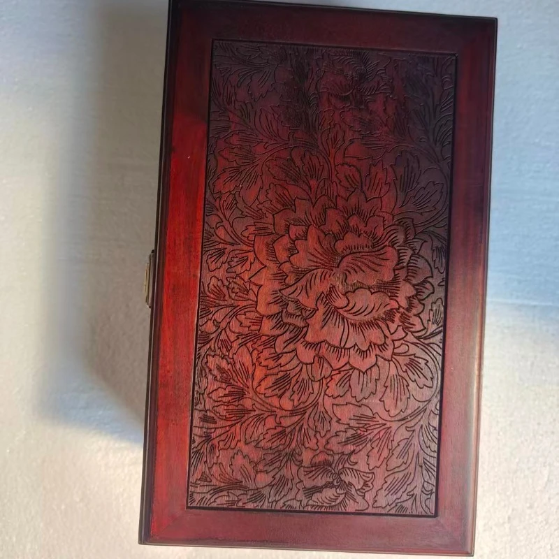 

Luxury Carved Password Jewelry Box Storage Organizer Case Red Sandalwood Vintage Jewelry Storage Box Earrings Display Gift Ideas
