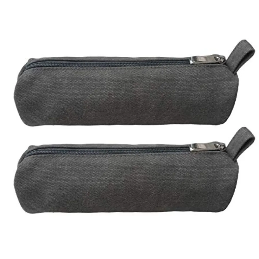 

Heavy Canvas Stationery Stylish Simple Pencil Bag and Durable Compact Zipper Pencil Case Pouch 2 Pack