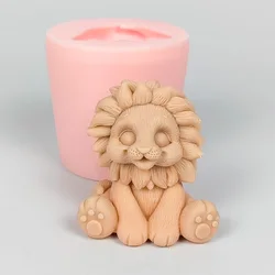 Cute Lionet Concrete Molds Cement Candle Silicone Mold Lion Shape Mould Aromatherapy Plaster Mold Fondant Cake Candle Mold Tools