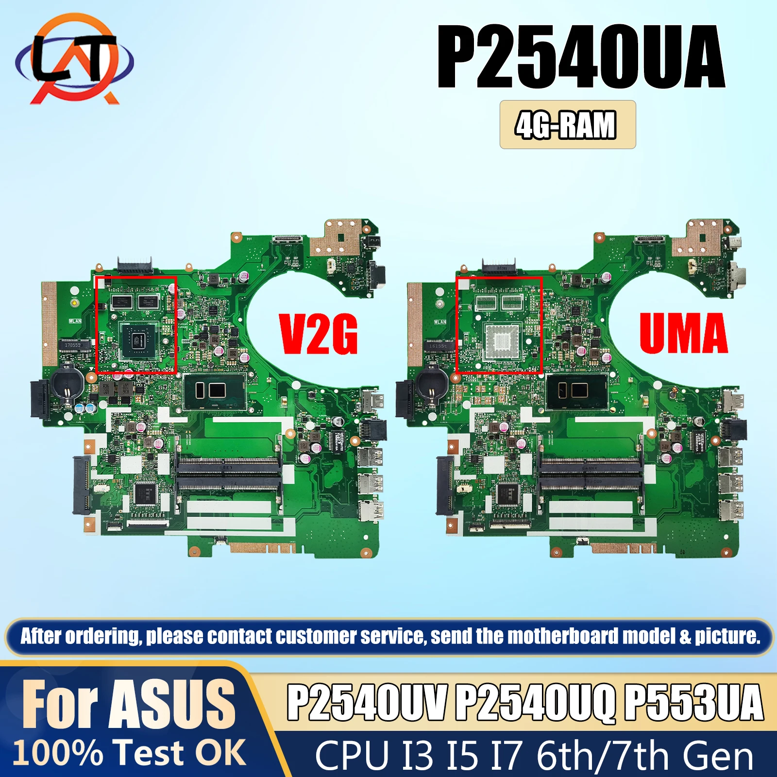 P2540UA/P2540UV For ASUS P2540UQ P2540UJ P553UJ P553UA P2540U P553U Laptop Motherboard I3 I5 I7 6th/7th Gen CPU GT920M