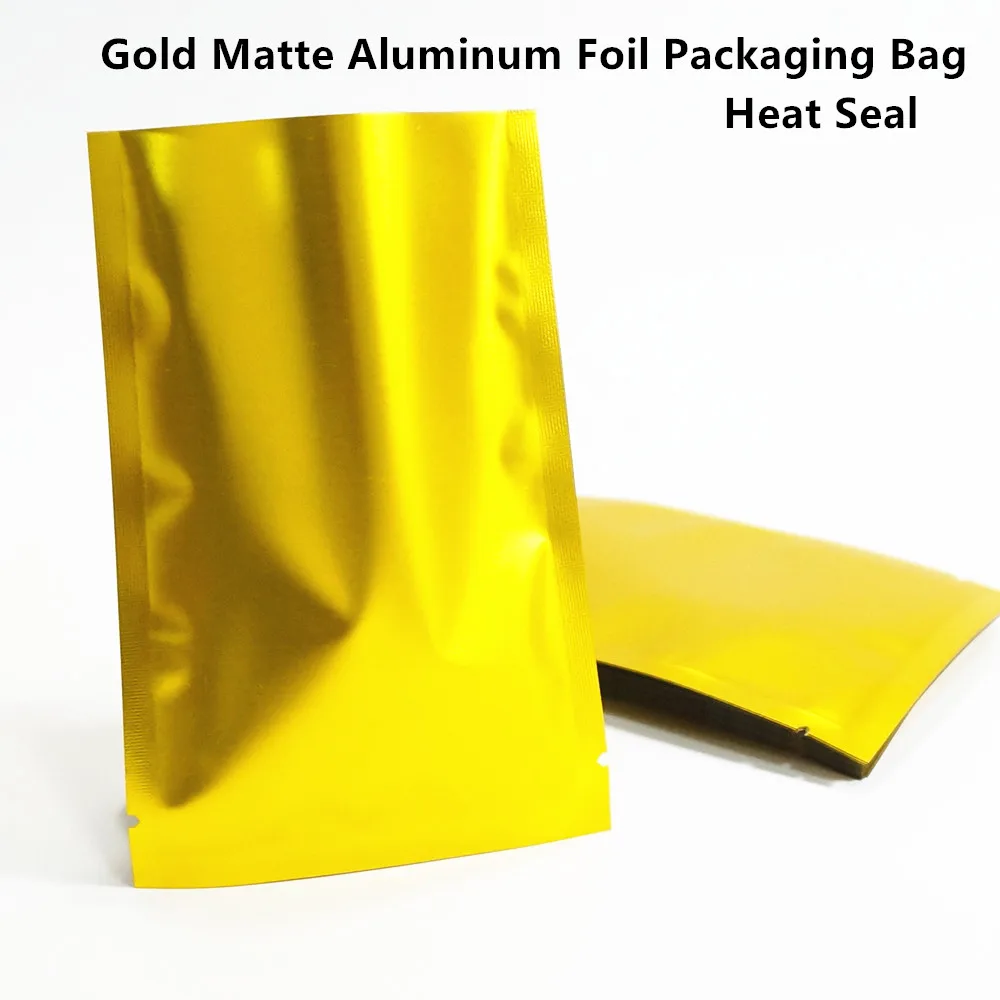 

100pcs Golden Matte Aluminum Foil Bags, Heat Sealing Top Open Plastic Flat Pouches - Food, Gift, Electronics Facial Mask Package