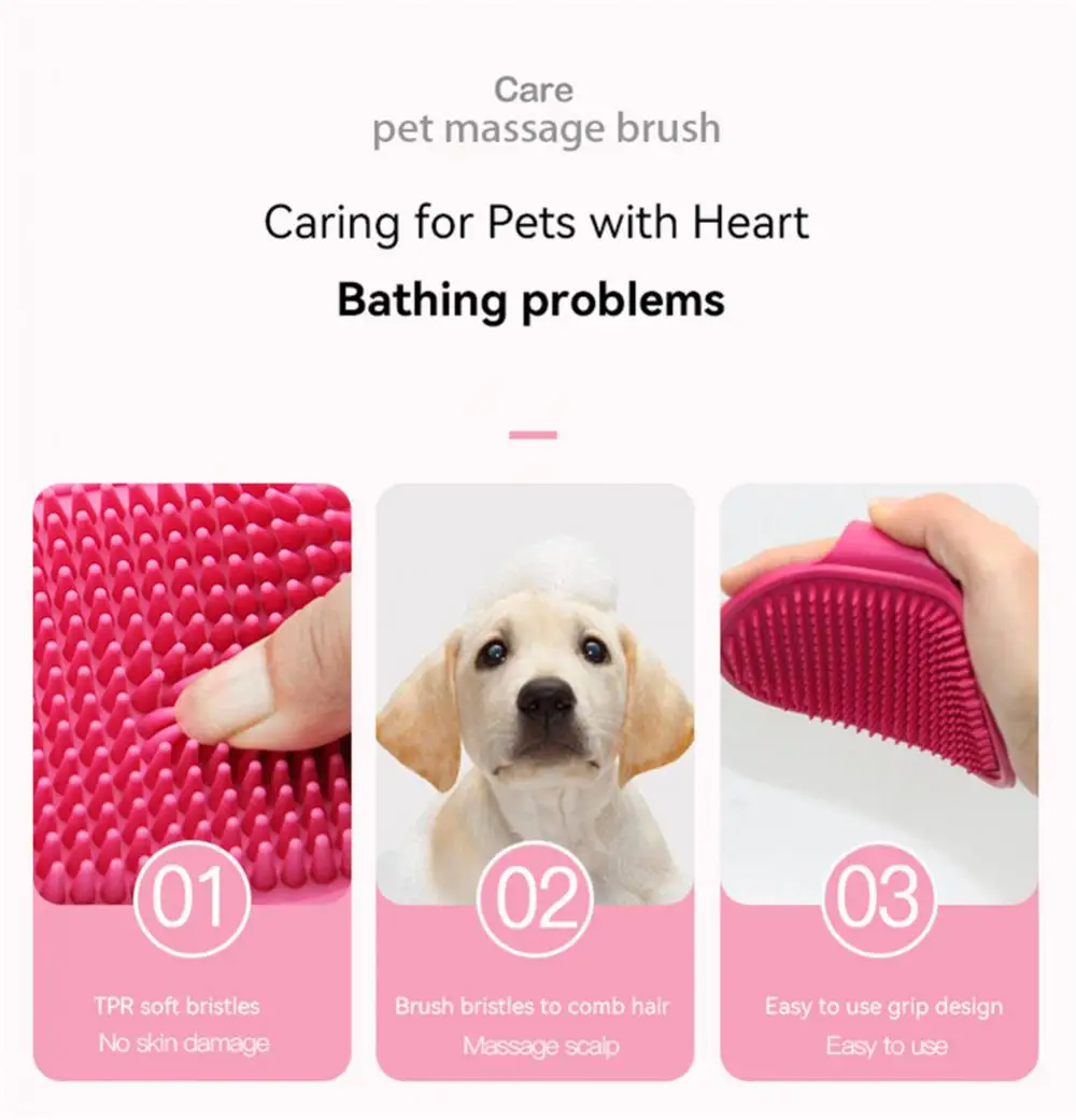 Borracha macia Dog Cat Brush Pet Banho Silicone Pente Massagem Pente Removedor de cabelo Pet Supplies Dog Grooming Wash Cleaning Equipment