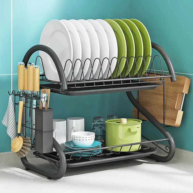 

Kitchen Storage Rack Dish Drainer Bowl Holder Chopsticks Tube Multi-Function Kitchen Utensils Organizer Cabinet Shelf Knife