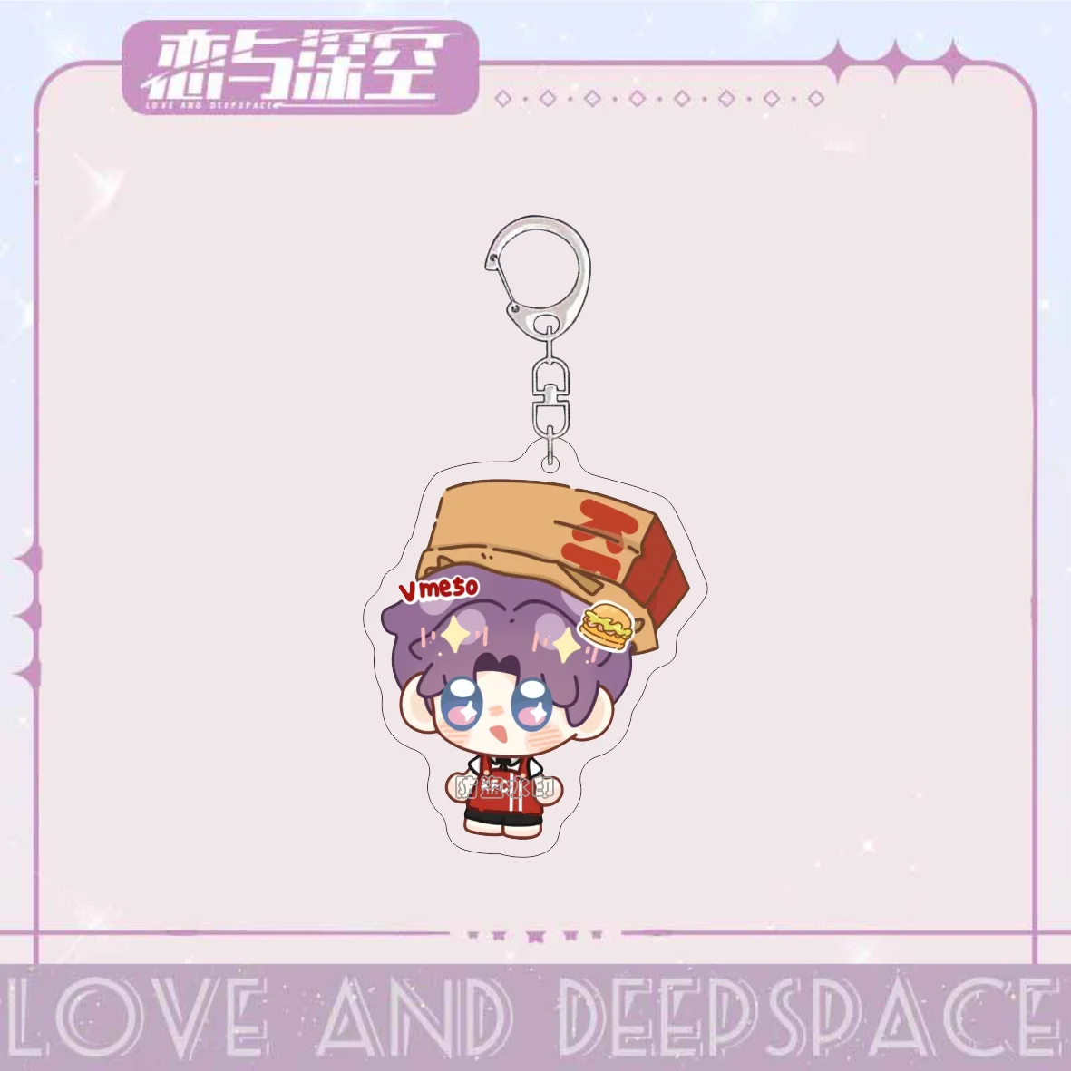 Love and Deepspace KFC Collabo Anime Keychain Women Sylus Acrylic Key Chain Man Rafayel Cute Key Ring Bag Pendant Ornament Gift