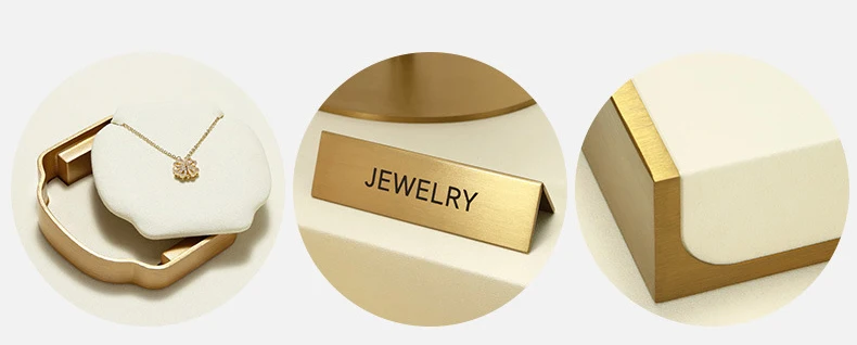 Jewelry Exhibitor Set Display Stand Beige Props for Jewelry Store Counter Window Display Necklace Earrings Organizer Showcase