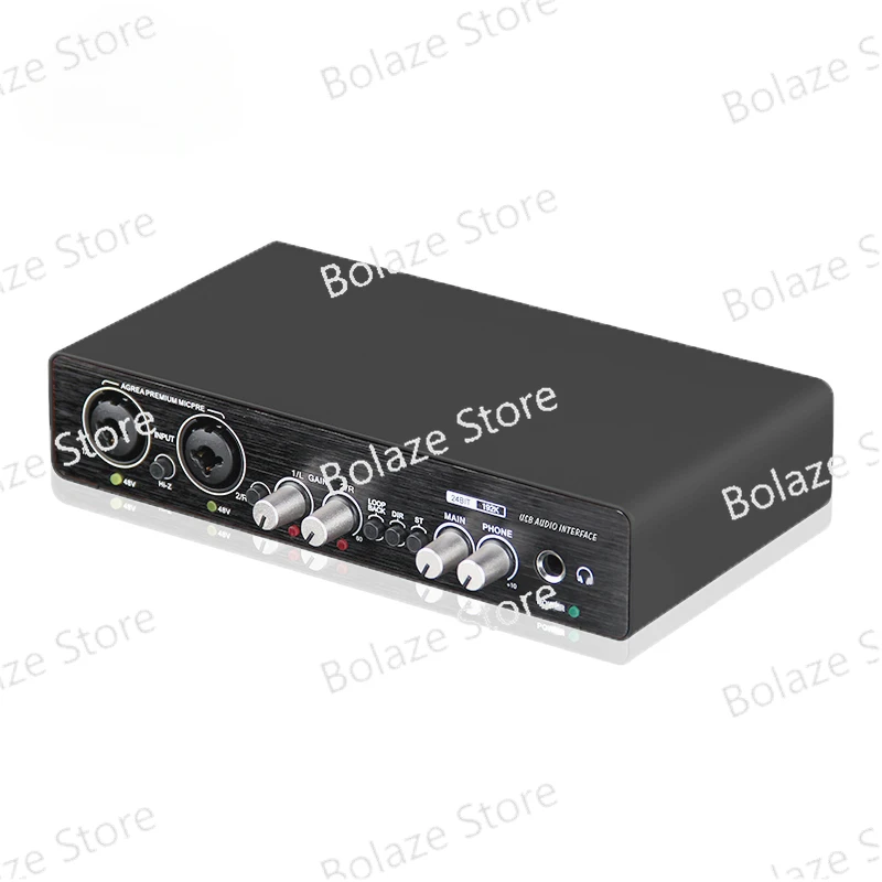 GAX-UC22 24bit/192KHz Professional Audio Interface Support High Resistance Instruments and LOOP BACK Sound Card