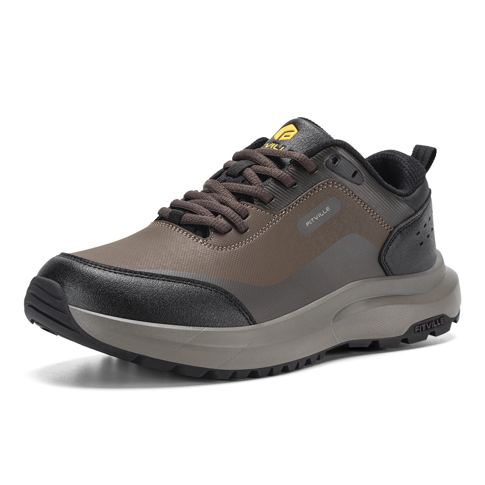 FitVille Hiking Shoes Extra Wide Outdoor Low-top Trekking Shoes for Men Water-resistant Causal Climbing Sneakers Arch Support