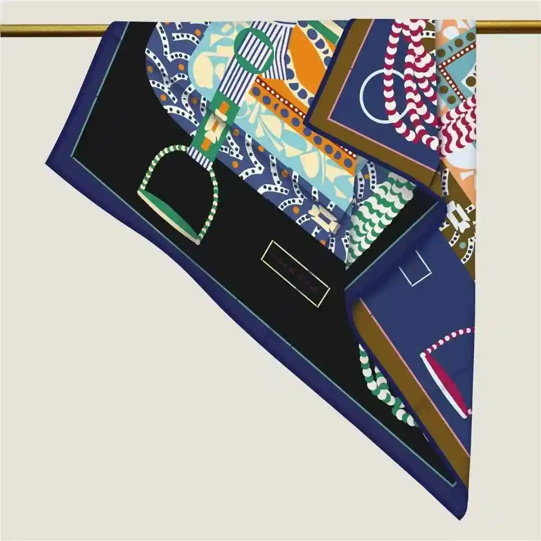 명품 브랜드 디자이너 여성 트윌 실크 스카프 90cm 여성 핸드롤드 엣지 스카프 숄 가방 벨트 액세서리 여성 크리스마스 선물