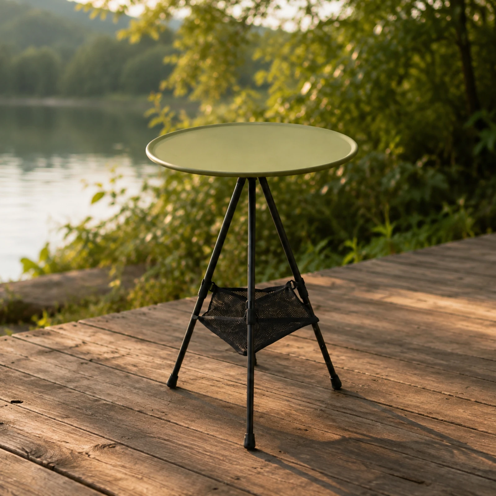 Portable Folding Round Camping Table Foldable Adjustable Height Folding Camp Table Stable Anti-Slip Feet for Picnics