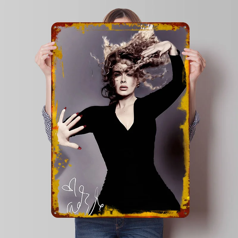 Adele Bedrucktes Poster Maßgefertigte Retro-Wandkunst Vintage Metallschilder für Heimdekoration Männerhöhle Raumdekoration Hausdeko Kaffeebar