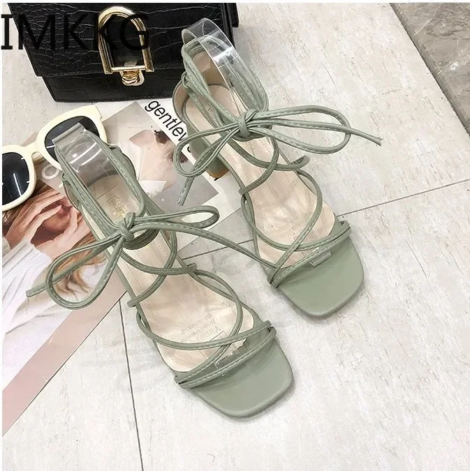 Summer Ankle Strap Women Sandals Ladies High Heels Female Gladiator Shoes 2024 Sexy Pumps Square Toe Party Shoes Zapatos Mujer