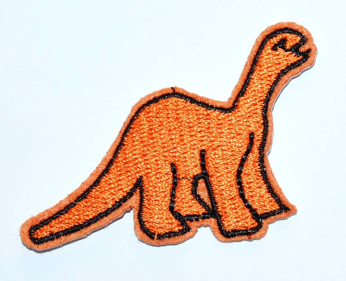 Orange Dinosaur Jurassic Animal Wild Life Iron on Patch Embroidered Iron on Patch (≈ 6.1 * 3.3 cm)